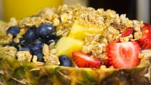 cereal in a pineapple at Scrambled Jake's Breakfast Co. 