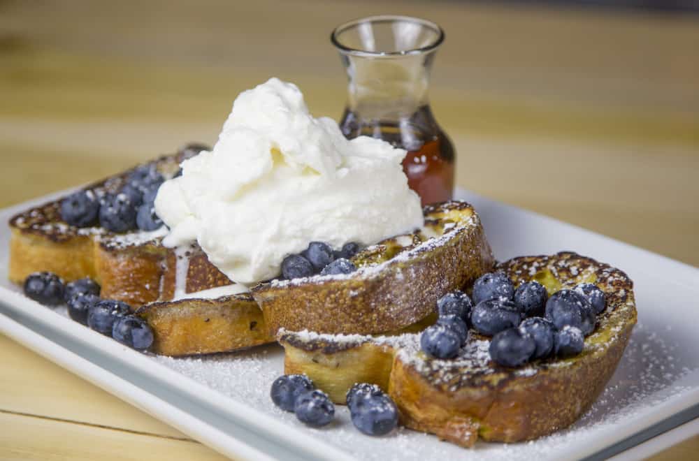 blueberry french toast with whipped cream